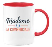 quotedazur - Mug Personnalisé Madame La Commerciale Tasse Et Cadeau Pour Noël Femme - Rouge/Céramique