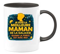 quotedazur - Mug Personnalisé Meilleure Maman De La Galaxie, Quand Force Est Avec Moi Cadeau Pour Noël Tasse Et Future Anniversaire Fête Des Mères - Noir/Céramique