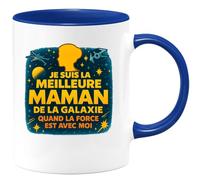quotedazur - Mug Personnalisé Meilleure Maman De La Galaxie, Quand Force Est Avec Moi Cadeau Pour Noël Tasse Et Future Anniversaire Fête Des Mères - Bleu/Céramique
