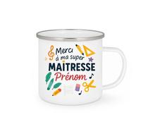 quotedazur - Mug Personnalisé Merci À Ma Super Maîtresse Prénom, Cadeau Noël Tasse Et - Blanc/Émaillé