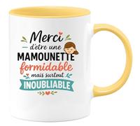 quotedazur - Mug Personnalisé Merci À Une Mamounette Formidable Et Inoubliable, Un Cadeau Précieux Tasse Pour Noël Femme Exceptionnelle - Jaune/Céramique