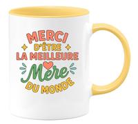 quotedazur - Mug Personnalisé Merci D’Être La Meilleure Maman Du Monde, Un Hommage Spécial Cadeau Tasse Pour Noël Parfaite Et Attentionnée Future Anniversaire - Jaune/Céramique
