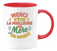 quotedazur - Mug Personnalisé Merci D’Être La Meilleure Maman Du Monde, Un Hommage Spécial Cadeau Tasse Pour Noël Parfaite Et Attentionnée Future Anniversaire - Rouge/Céramique