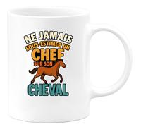 quotedazur - Mug Personnalisé Ne Jamais Sous- Estimer Une Femme Passionnée De Son Cheval Cadeau Tasse Pour Noël Passionnées D'Équitation Et Chevaux - Blanc/Céramique