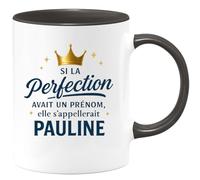 quotedazur - Mug Personnalisé Parfait Prénom Pauline, Cadeau Et Pour Noël Femme Personnalisable Tasse - Noir/Céramique