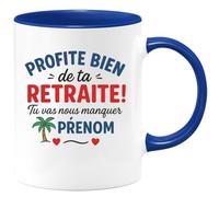 quotedazur - Mug Personnalisé Profite Bien De Ta Retraite Tu Vas Nous Manquer Cadeau Tasse Pour Noël Fête Départ À La Souvenir Inoubliable - Bleu/Céramique