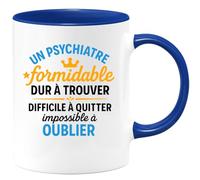 quotedazur - Mug Personnalisé Psychiatre Formidable, Dur À Trouver, Difficile Quitter, Impossible Oublier Cadeau Noël Tasse Et Succès Assuré - Bleu/Céramique
