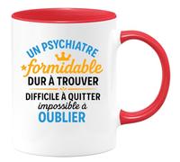 quotedazur - Mug Personnalisé Psychiatre Formidable, Dur À Trouver, Difficile Quitter, Impossible Oublier Cadeau Noël Tasse Et Succès Assuré - Rouge/Céramique