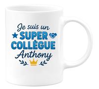 quotedazur - Mug Personnalisé Super Collègue Anthony Tasse Pour Homme Cadeau Noël Parfaite Masculin - Blanc/Céramique