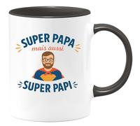 quotedazur - Mug Personnalisé Super Papa Et Papi Cadeau Tasse Pour Noël Un Homme Extraordinaire Grand-Père Futur Anniversaire Fête Des Pères - Noir/Céramique