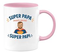 quotedazur - Mug Personnalisé Super Papa Et Papi Cadeau Tasse Pour Noël Un Homme Extraordinaire Grand-Père Futur Anniversaire Fête Des Pères - Rose/Céramique