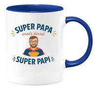 quotedazur - Mug Personnalisé Super Papa Et Papi Cadeau Tasse Pour Noël Un Homme Extraordinaire Grand-Père Futur Anniversaire Fête Des Pères - Bleu/Céramique