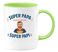 quotedazur - Mug Personnalisé Super Papa Et Papi Cadeau Tasse Pour Noël Un Homme Extraordinaire Grand-Père Futur Anniversaire Fête Des Pères - Vert/Céramique