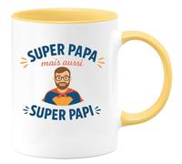 quotedazur - Mug Personnalisé Super Papa Et Papi Cadeau Tasse Pour Noël Un Homme Extraordinaire Grand-Père Futur Anniversaire Fête Des Pères - Jaune/Céramique