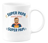 quotedazur - Mug Personnalisé Super Papa Et Papi Cadeau Tasse Pour Noël Un Homme Extraordinaire Grand-Père Futur Anniversaire Fête Des Pères - Blanc/Céramique