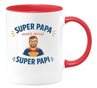 quotedazur - Mug Personnalisé Super Papa Et Papi Cadeau Tasse Pour Noël Un Homme Extraordinaire Grand-Père Futur Anniversaire Fête Des Pères - Rouge/Céramique
