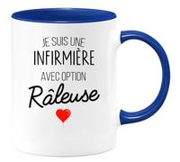 quotedazur - Mug Personnalisé Tasse Cadeau Femme Original Humour Je Suis Une Infirmière Avec Option Râleuse - Bleu/Céramique
