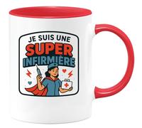 quotedazur - Mug Personnalisé Tasse Cadeau Femme Original Humour Je Suis Une Super Infirmière - Rouge/Céramique