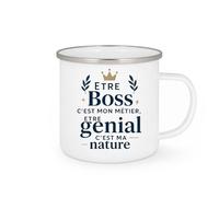 quotedazur - Mug Personnalisé Tasse Cadeau Femme Original Humour Noël Être Boss C'Est Mon Métier Être Génial C'Est Ma Nature - Blanc/Emaillé
