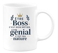 quotedazur - Mug Personnalisé Tasse Cadeau Femme Original Humour Noël Être Boss C'Est Mon Métier Être Génial C'Est Ma Nature - Blanc/Céramique