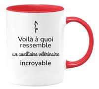 quotedazur - Mug Personnalisé Tasse Cadeau Femme Original Humour Noël Voilà À Quoi Ressemble Un Auxiliaire Vétérinaire Incroyable - Rouge/Céramique