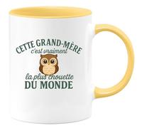 quotedazur - Mug Personnalisé Tasse Cadeau Noël Cette Grand-Mère C'Est Vraiment La Plus Chouette Du Monde - Jaune/Céramique