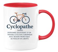 quotedazur - Mug Personnalisé Tasse Cadeau Noël Cyclopathe Personne Souffrant D'Un Trouble Cycliste Chronique Avec Besoin Frénétique De Rouler En Liberté - Rouge/Céramique