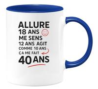 quotedazur - Mug Personnalisé Tasse Cadeau Original Humour Allure Anniversaire 18 Ans 2007 Me Sens Anniversaire 12 Ans Agit Comme Anniversaire 10 Ans Ça Me Fait Anniversaire 40 Ans - Bleu/Céramique