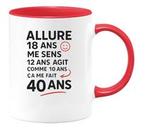 quotedazur - Mug Personnalisé Tasse Cadeau Original Humour Allure Anniversaire 18 Ans 2007 Me Sens Anniversaire 12 Ans Agit Comme Anniversaire 10 Ans Ça Me Fait Anniversaire 40 Ans - Rouge/Céramique