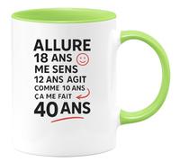 quotedazur - Mug Personnalisé Tasse Cadeau Original Humour Allure Anniversaire 18 Ans 2007 Me Sens Anniversaire 12 Ans Agit Comme Anniversaire 10 Ans Ça Me Fait Anniversaire 40 Ans - Vert/Céramique