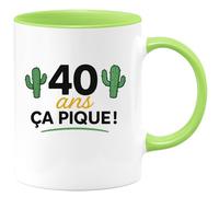 quotedazur - Mug Personnalisé Tasse Cadeau Original Humour Anniversaire 40 Ans 1985 Ça Pique - Vert/Céramique