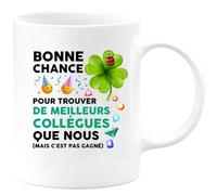 quotedazur - Mug Personnalisé Tasse Cadeau Original Humour Bonne Chance Pour Noël Trouver De Meilleurs Collègues Que Nous - Blanc/Céramique