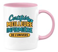 quotedazur - Mug Personnalisé Tasse Cadeau Original Humour Certifiée Meilleure Infirmière De L'Univers - Rose/Céramique