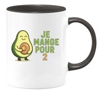 quotedazur - Mug Personnalisé Tasse Cadeau Original Humour Je Mange Pour 2 - Noir/Céramique