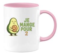 quotedazur - Mug Personnalisé Tasse Cadeau Original Humour Je Mange Pour 2 - Rose/Céramique
