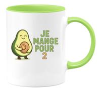 quotedazur - Mug Personnalisé Tasse Cadeau Original Humour Je Mange Pour 2 - Vert/Céramique