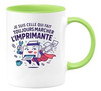 quotedazur - Mug Personnalisé Tasse Cadeau Original Humour Je Suis Celle Qui Fait Toujours Marcher L'Imprimante - Vert/Céramique