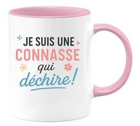 quotedazur - Mug Personnalisé Tasse Cadeau Original Humour Je Suis Une Connasse Qui Déchire - Rose/Céramique