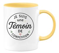 quotedazur - Mug Personnalisé Tasse Cadeau Original Humour Je Suis Une Témoin De Compet - Jaune/Céramique