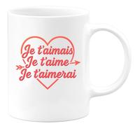 quotedazur - Mug Personnalisé Tasse Cadeau Original Humour Je T'Aimais Je T'Aime Je T'Aimerai - Blanc/Céramique