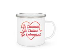 quotedazur - Mug Personnalisé Tasse Cadeau Original Humour Je T'Aimais Je T'Aime Je T'Aimerai - Blanc/Emaillé