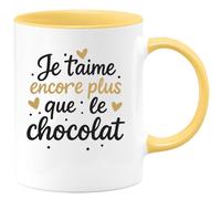 quotedazur - Mug Personnalisé Tasse Cadeau Original Humour Je T'Aime Encore Plus Que Le Chocolat - Jaune/Céramique