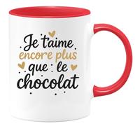 quotedazur - Mug Personnalisé Tasse Cadeau Original Humour Je T'Aime Encore Plus Que Le Chocolat - Rouge/Céramique