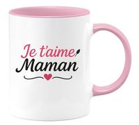 quotedazur - Mug Personnalisé Tasse Cadeau Original Humour Je T'Aime Maman - Rose/Céramique