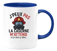 quotedazur - Mug Personnalisé Tasse Cadeau Original Humour J'Peux Pas La Caserne M'Attend Et Je Dois Y Aller - Bleu/Céramique