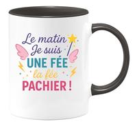 quotedazur - Mug Personnalisé Tasse Cadeau Original Humour Le Matin Je Suis Une Fée La Fée Pachier - Noir/Céramique