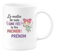 quotedazur - Mug Personnalisé Tasse Cadeau Original Humour Le Matin Je Suis Une Fée La Fée Pachier Prénom - Blanc/Céramique
