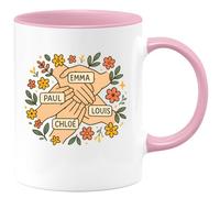 quotedazur - Mug Personnalisé Tasse Cadeau Original Humour Maman Emma Paul Louis Chloé - Rose/Céramique