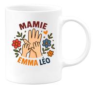 quotedazur - Mug Personnalisé Tasse Cadeau Original Humour Mamie Emma Léo - Blanc/Céramique