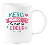quotedazur - Mug Personnalisé Tasse Cadeau Original Humour Merci Beaucoup Du Fond Du Coeur - Blanc/Céramique
